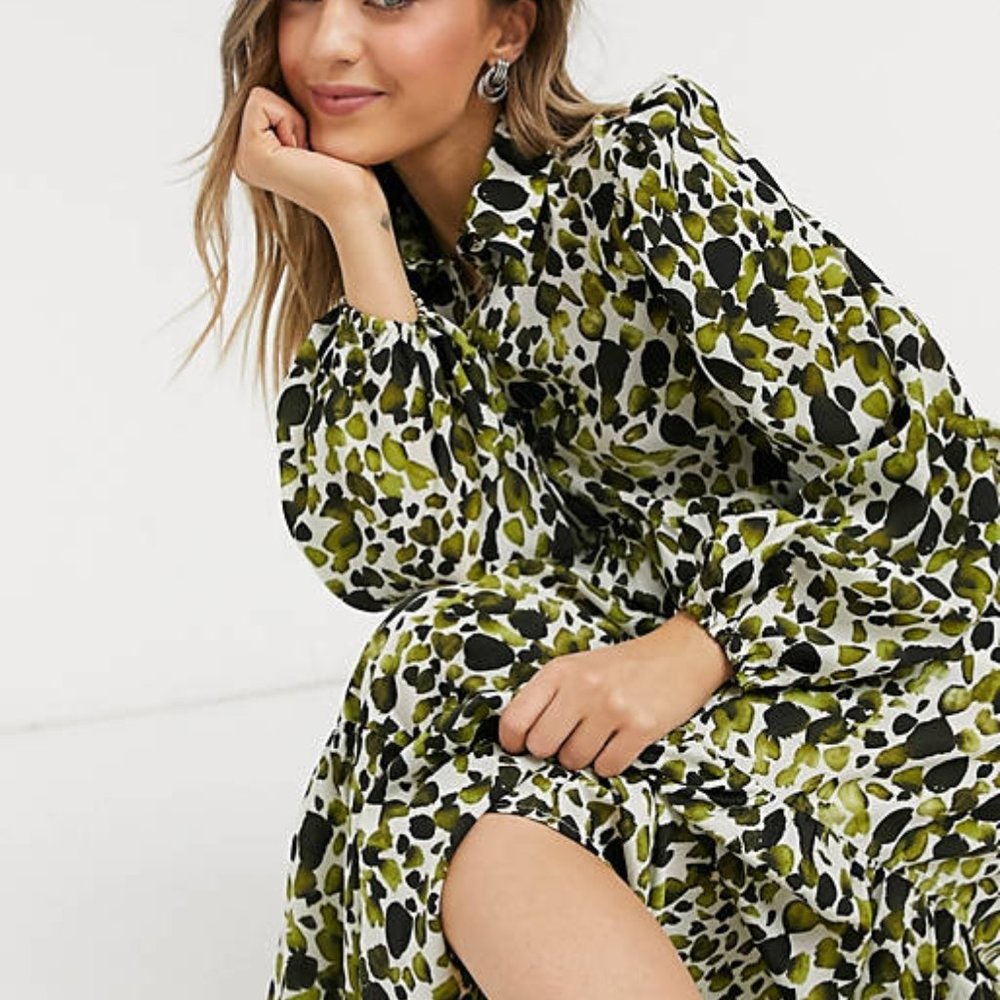 Never Fully Dressed Green and Black Midi Dress